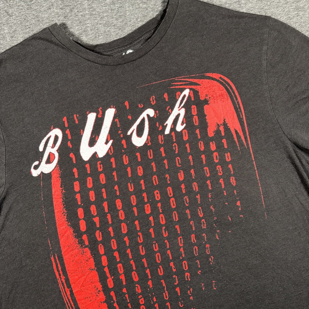 Bush Shirt Mens 3XL Gray Binary Code Front Back Tour Dates Band Rock Tee